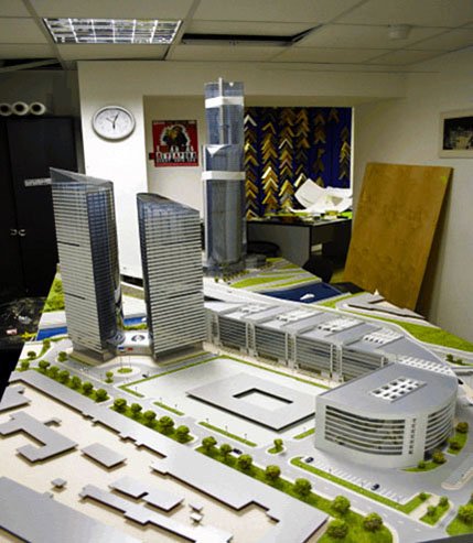 Архитектурный макет современного комплекса Москва Сити (Миракс-Плаза и башня Федерация).